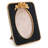 8” x 9” Victorian-Inspired Black and Gold Photo Frame, Traditional Stone Powder and Resin Picture Frame with Floral Accent for Mantel, Tabletop, Desk, or Nightstand 