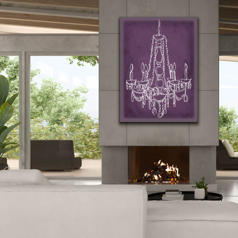 «Plum Chandelier Sketch 1» par Ethan Harper, art mural sur toile, H 54 po x l 40 po x P 1,5 po