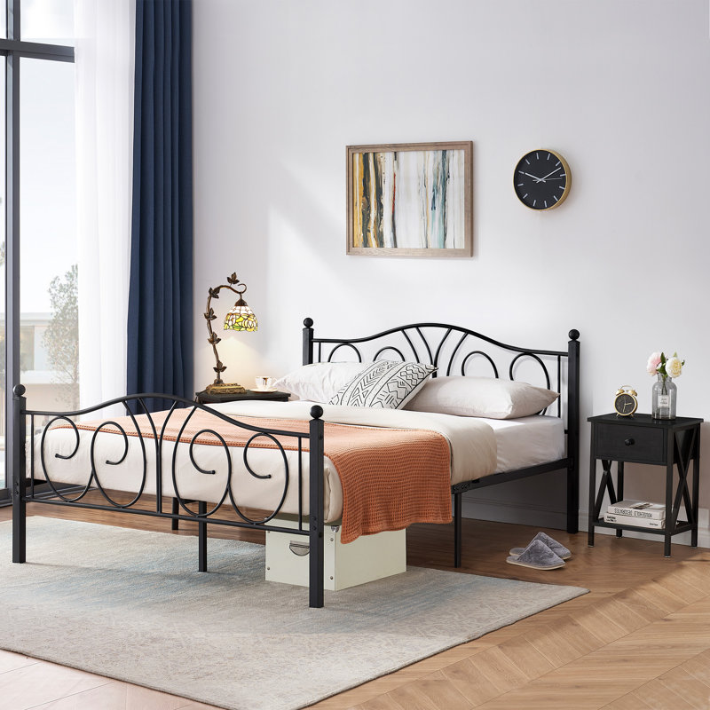 Alsa Steel Piece Bedroom Set, Black, Full/Double
