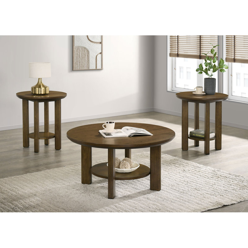 Ensemble de 3 tables basses Lajoie, Brun, 3 pièces: table basse, 2 tables de bout