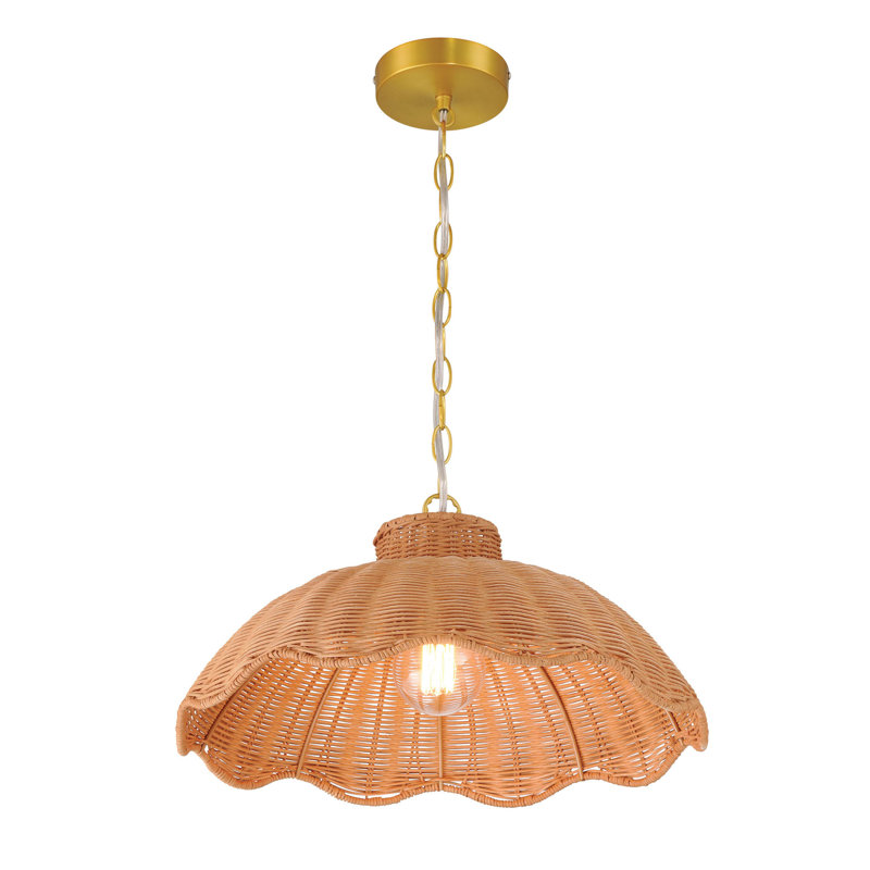 Petit luminaire suspendu en rotin 60 watts, H 72 po x l 17,5 po x P 8 po