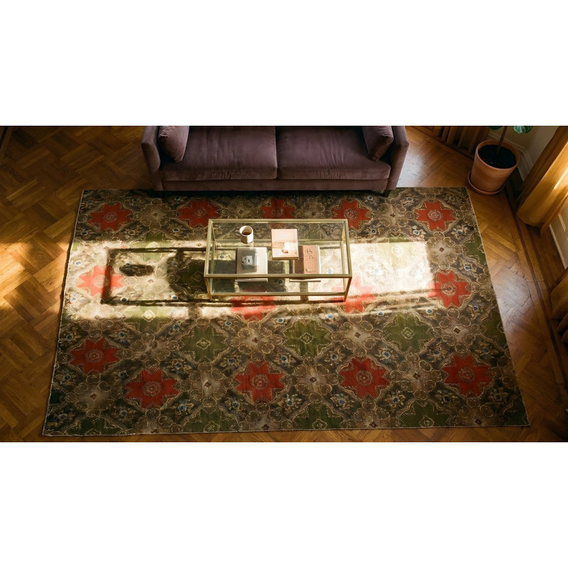 Antique Ingrain American Geometric Knotted Rug