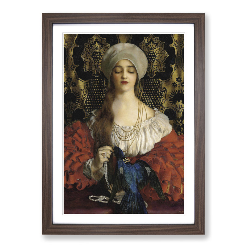 The Blue Bird by Frank Cowper Cadogan - Picture Frame Painting, 65cm H x 48cm W x 2cm D, Walnut Framed