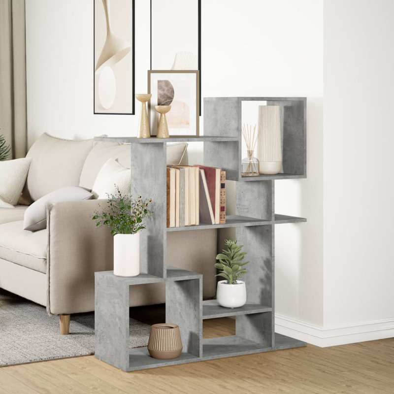 Seonna 112cm H x 92cm W Bookcase, Concrete Grey