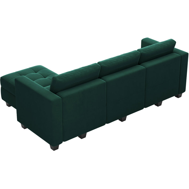Canapé modulaire rembourré en velours avec repose-pieds 17,7 po Soneson, Velours vert