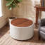Repose-pieds de rangement rond 28 po avec couvercle en bois-131072540