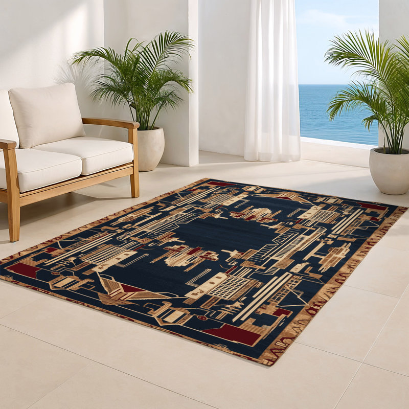ArtDeco Gray Indoor and Outdoor Area Rug, Rectangle 4' x 6'