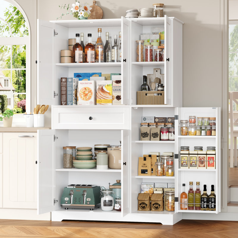 68.1'' Kitchen Pantry Cabinet with Food Shelves, White