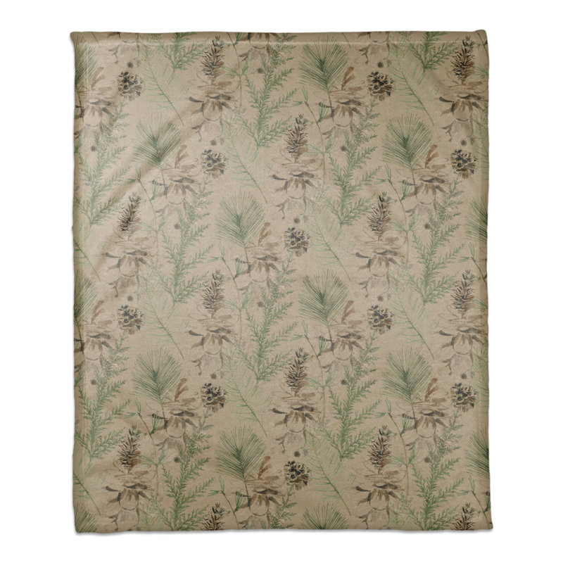  Jeté en pin et pommes de pin, Brun / vert