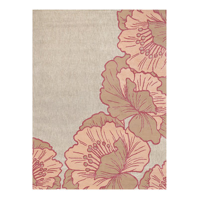 Tapis rose en laine fabriqué à la main NICOLE MILLER New York Flora Grandeur