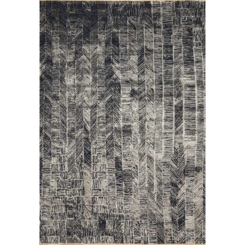 Heritage Hand Woven Silk and Wool Abstract Area Rug