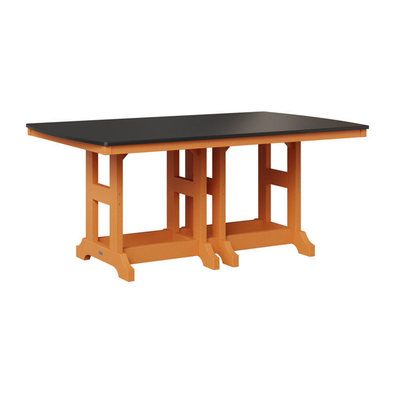 Berlin Gardens Garden Classic Rectangular Bar Table, Hammered Top Black, Mango Orange, 35.5" H x 72" W x 44" D