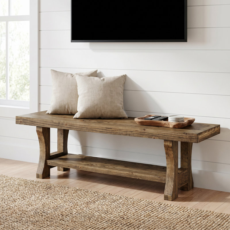 Meuble télé 55 po en bois massif pour téléviseur de 65 po ou moins, Weathered Barnwood