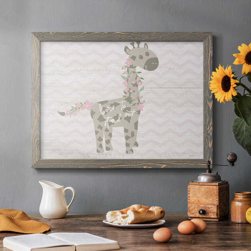 Floral girafe, reproduction d'art sur toile, H 26 po x l 38 po x P 1,5 po, Gris