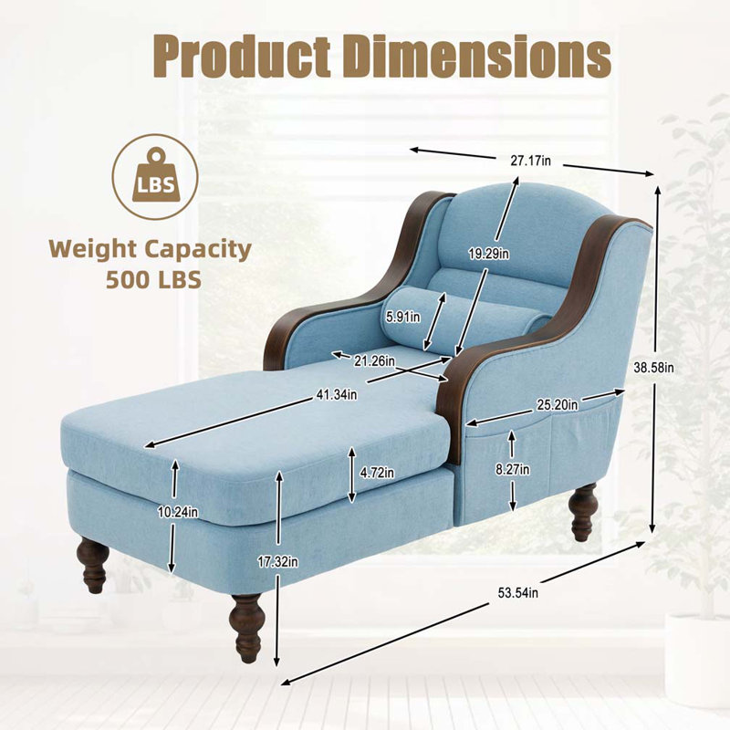Chaise longue surdimensionnée en chenille, Bleu clair
