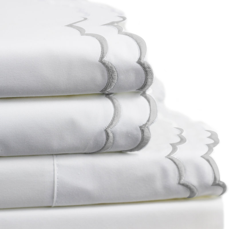 Bara Sheet Set, Gray/White, California King Sheet Set with 2 Pillowcases