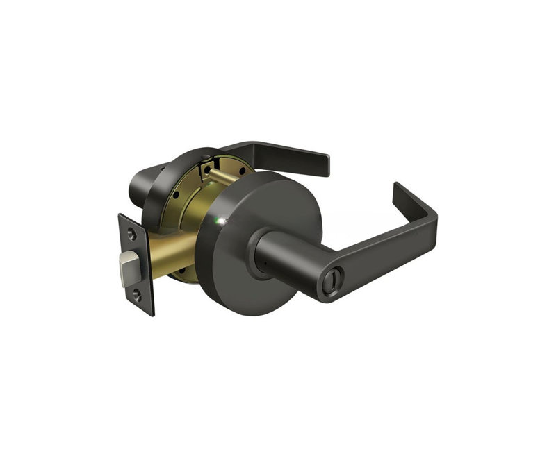 Flat Privacy (Bed & Bath) Door Lever with Round Rosette, Oil-rubbed Bronze