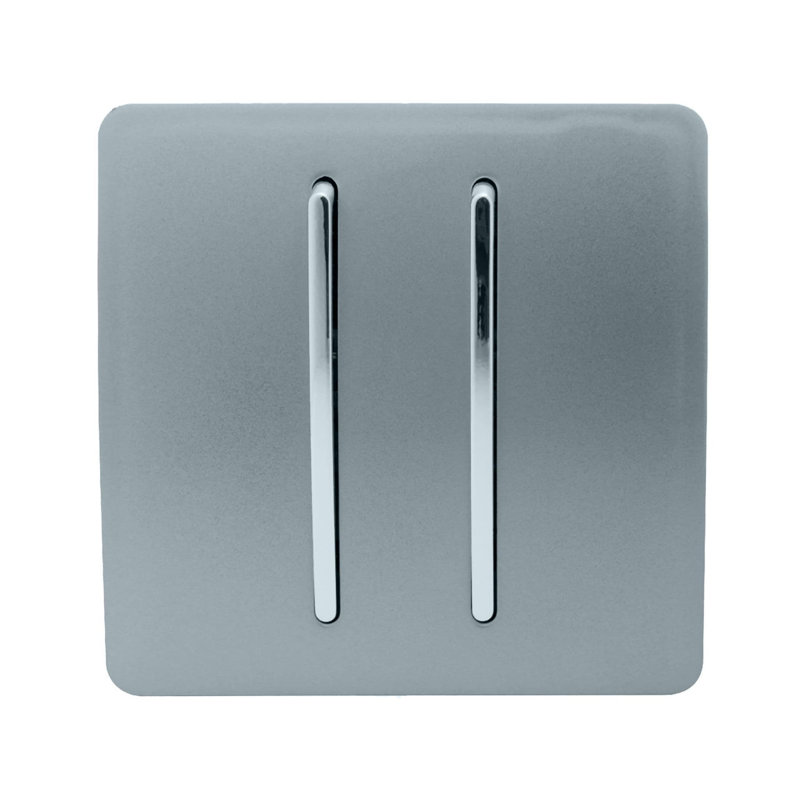 Trendi Switch 2 Gang Retractive Home Automation Switch, Cool Grey
