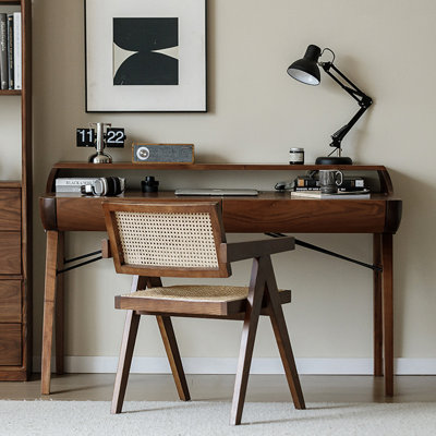Household solid wood desk and chair set