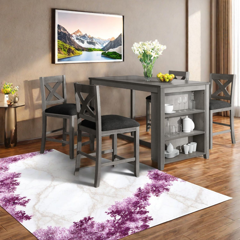 Ensemble de table de salle à manger rustique de style campagnard avec rangement, bois massif, hauteur de comptoir pour la maison