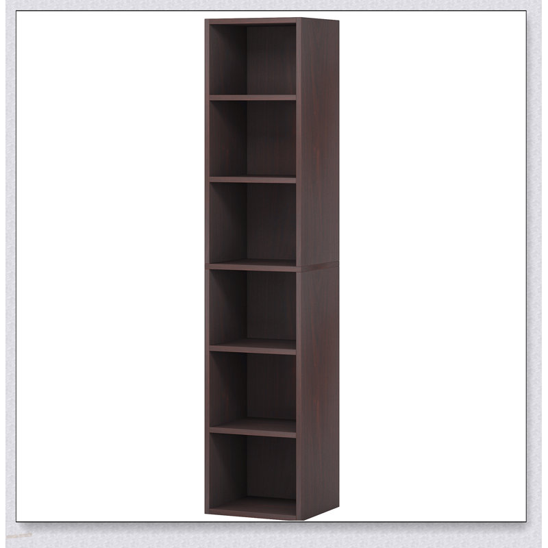 Bibliothèque d'angle étroite à 6 niveaux pour un rangement vertical maximisé dans les salons, les bureaux et les chambres