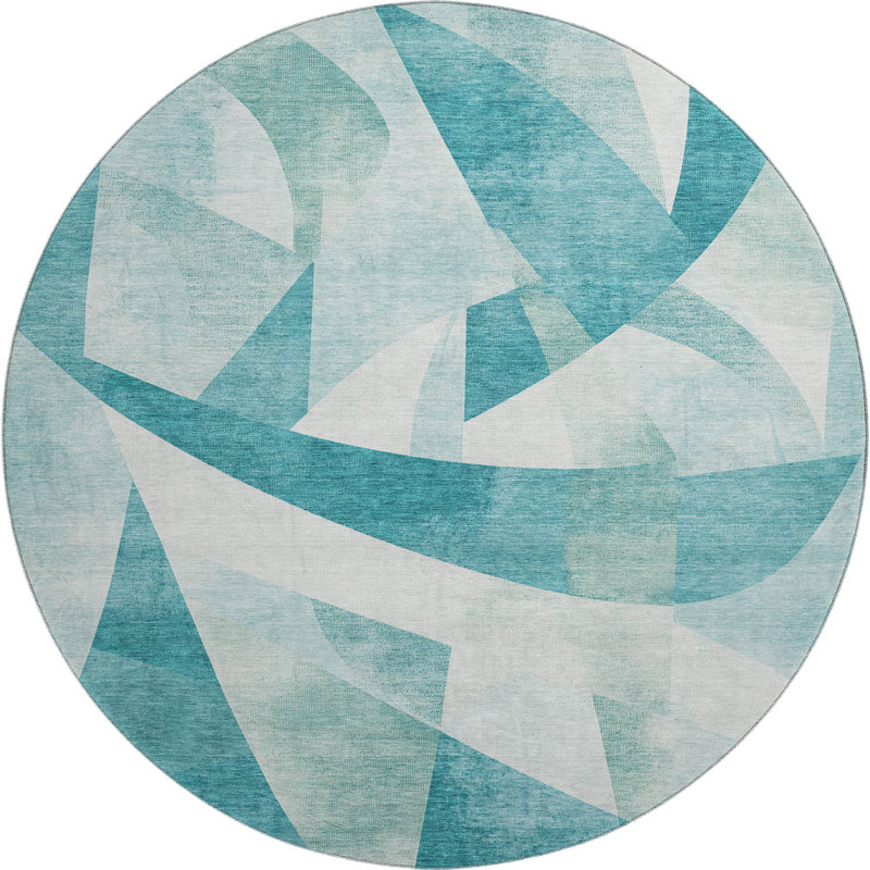 Premium Machine Washable Ashington AMF1836 Swirls Rug, Round 8'
