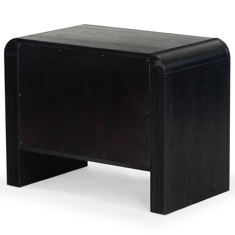 Katrina Wood 2 Drawer Nightstand, Black