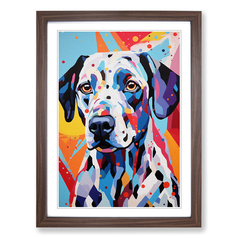 Dalmation Geometric Art - Framed Print, 64cm H x 46cm W, Walnut Framed