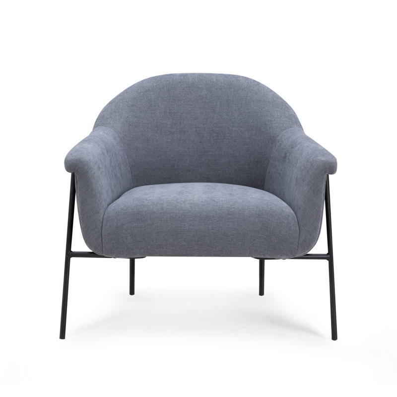 Fauteuil d'appoint en chenille bleue Lua, Bleu