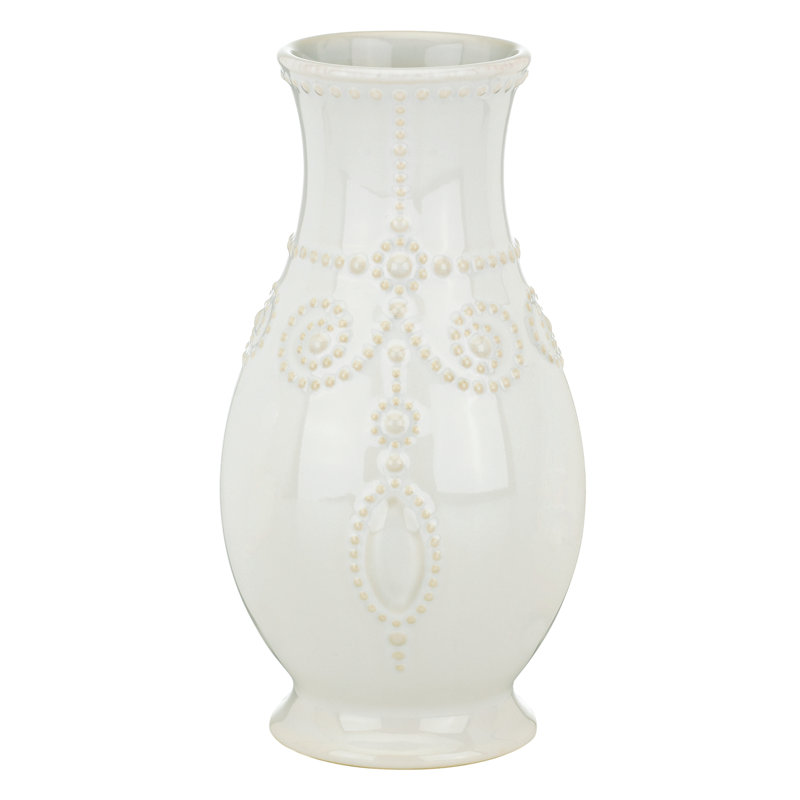 French Perle Giftware White 8" Fluted Vase