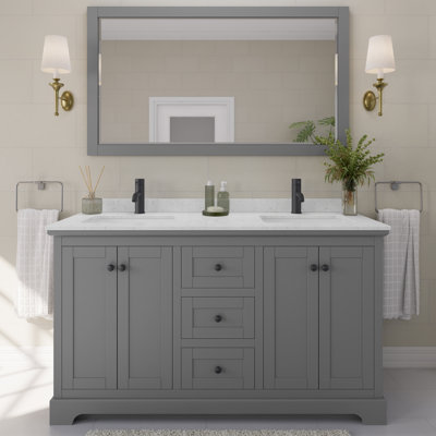 Avery 60'' Double Bathroom Vanity with Marble Top