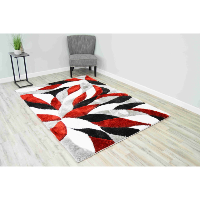 Modern Arriola Shag Abstract Geometric Rug For Living Room Bedroom, Rectangle 2'7" x 3'11"