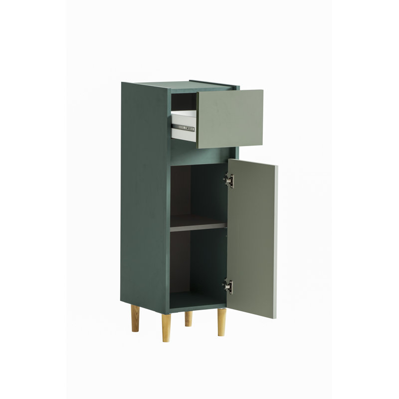 Bowery Freestanding Linen Cabinet, Forest Green/Pistachio
