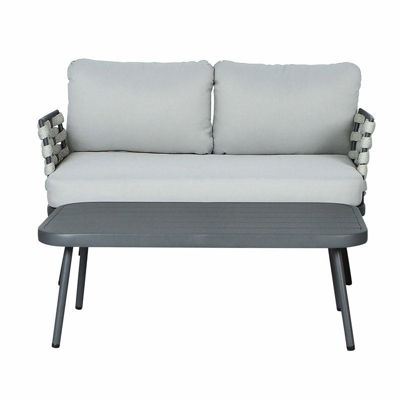 Causeuse et table en acier, gris, Gris, Gris