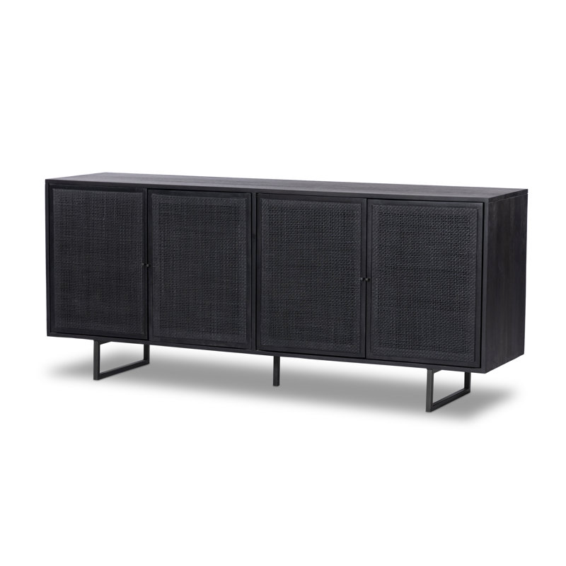 Carmel 72'' W Solid Wood Sideboard, Black