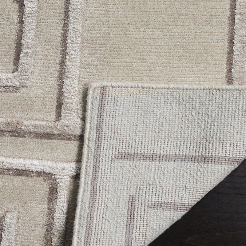 Tapis argenté noué à la main Candie, Rectangle 9 pi x 12 pi