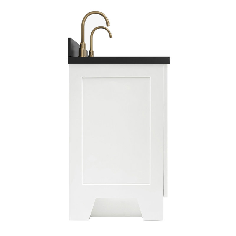 73 IN.  Single Bathroom Vanity, Rectangular, White, Black Quartz