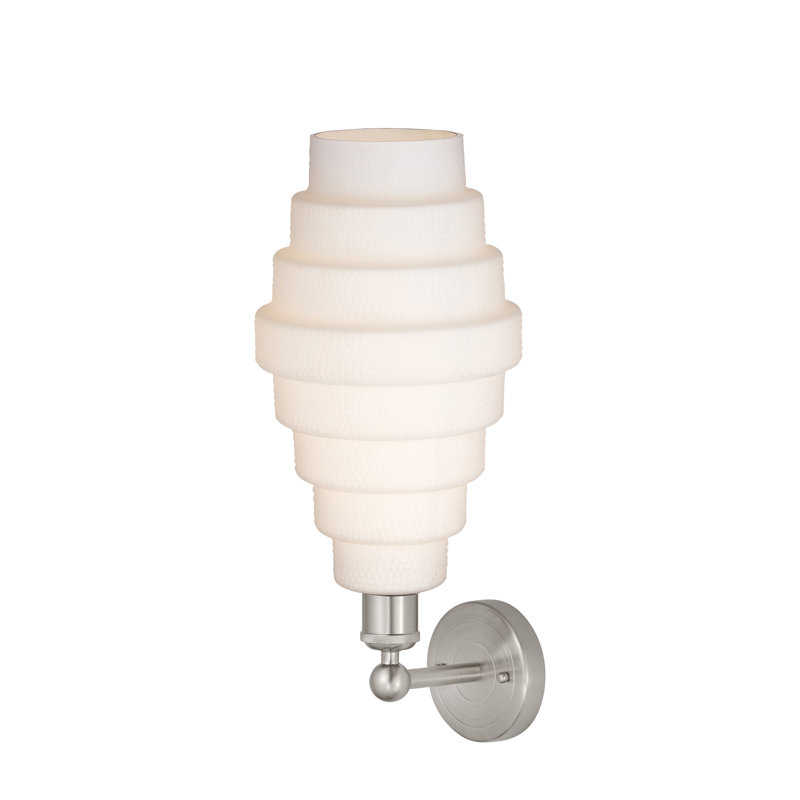 Applique murale en acier Bedrie, Nickel satiné, Blanc