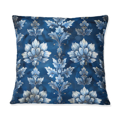 Coussin décoratif bleu royal et floral Royal Stardust