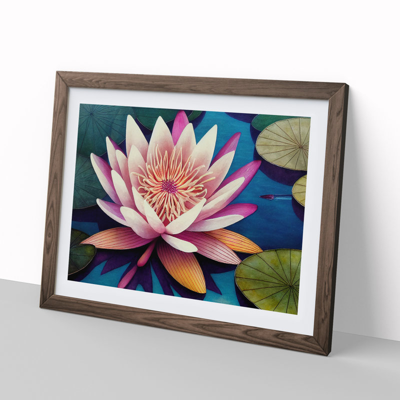 Glowing Water Lily Flower - Framed Print