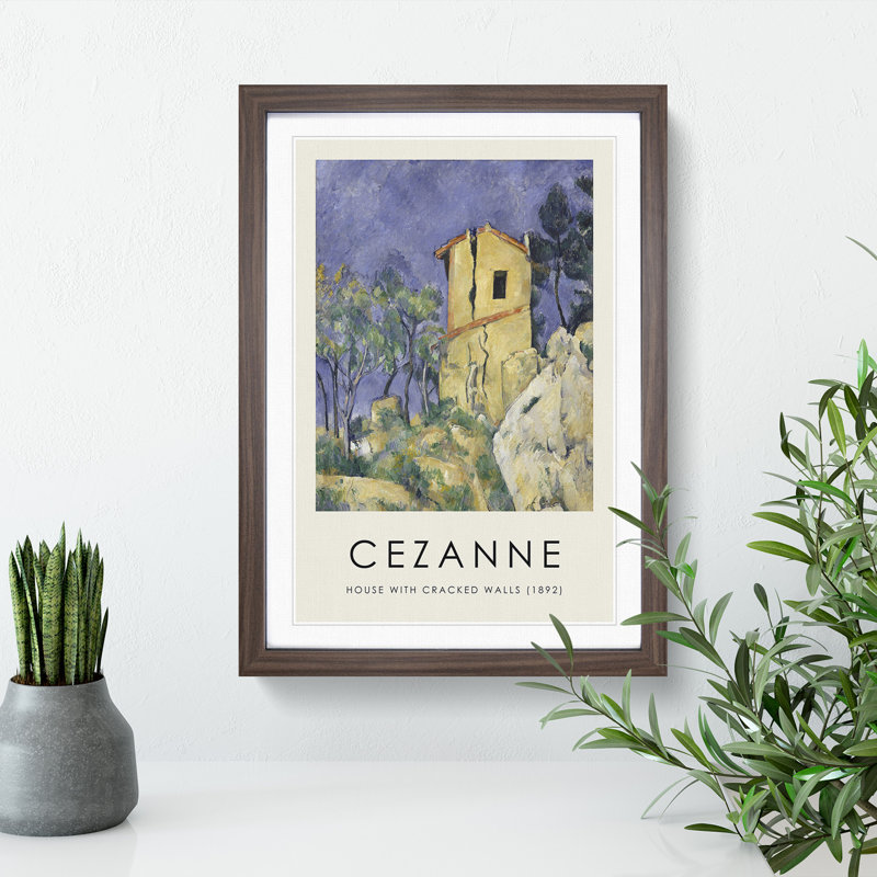 House with the Cracked Walls by Paul Cezanne - Picture Frame Painting, Walnut Framed, 48cm H x 36cm W x 2cm D