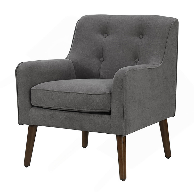 Fauteuil capitonné en tissu tissé gris moderne 25 po l 25 po