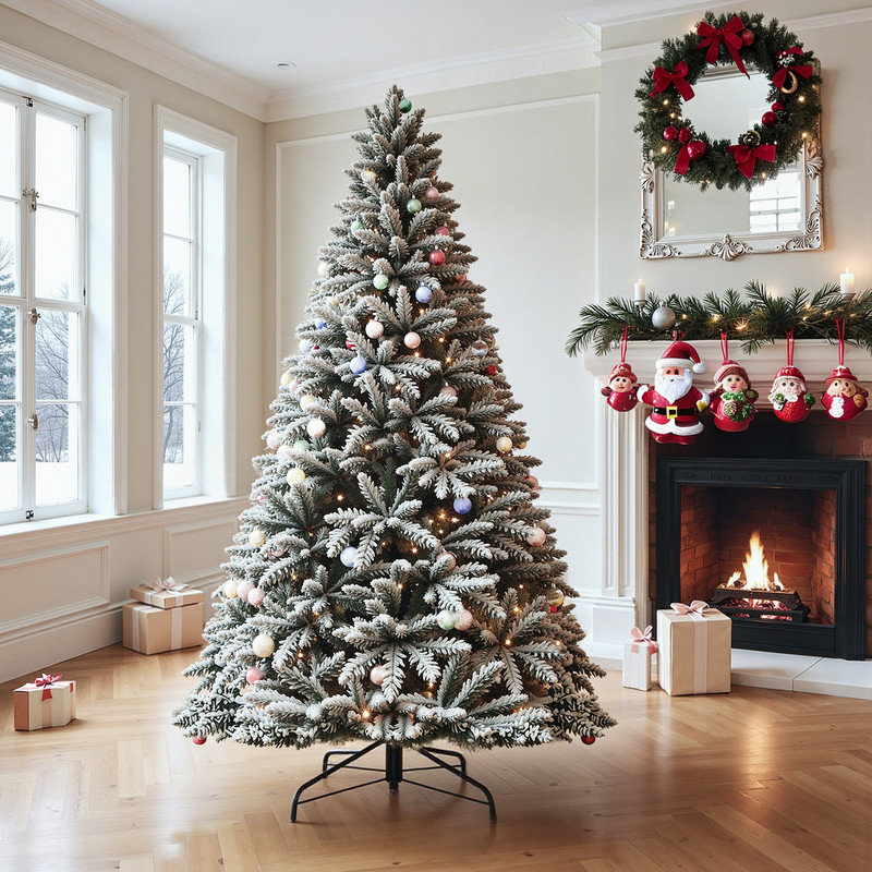 Arbre de Noël artificiel éclairé 6 pi avec base pliable, 6'