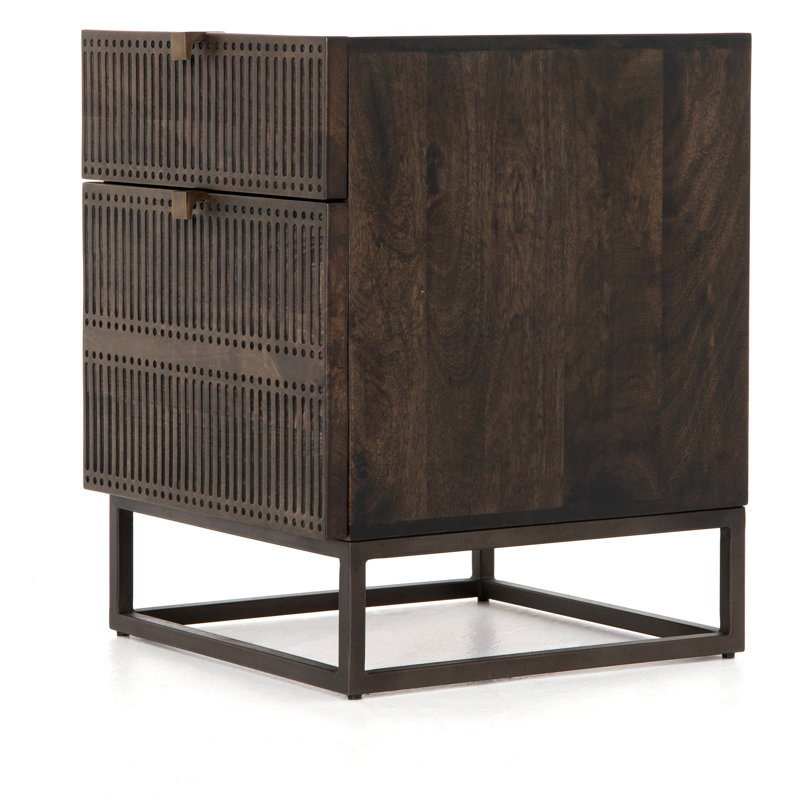 Kelby Vertical Filing Cabinet, Carved Vintage Brown