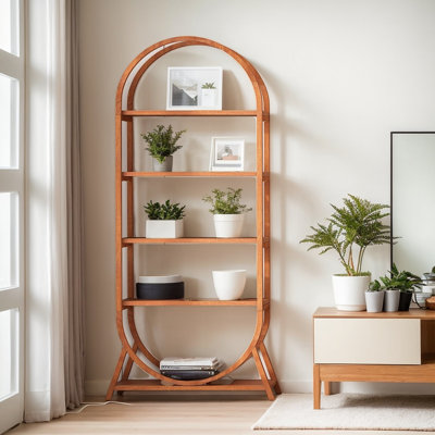70.9" Tall 5-Tier Freestanding Bookshelf with Arched Design, Open Display Bookcase and Storage Rack Organizer for Living Room and Home Office