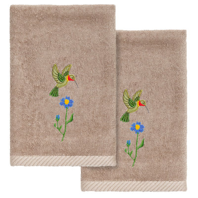 2 Piece 100% Turkish Cotton Hada Embellished Fingertip Towel Set