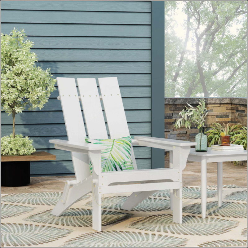 FOLDABLE ADIRONDACK CHAIR With Rich Acacia Wood And Sleek Modern Design For Outdoor Relaxation And Easy Storage, White