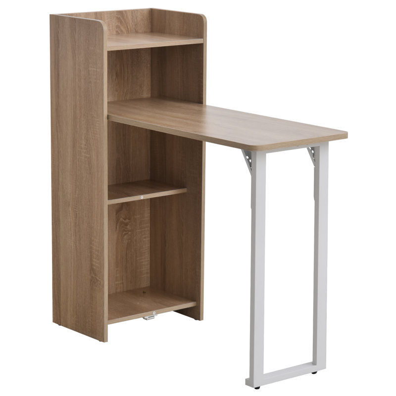 2 In 1 Storage Cabinet & Dining Table 4-Tier Shelf w/ Drop Leaf Tabletop Home