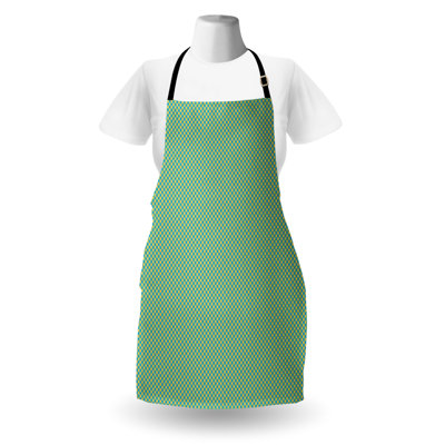 East Urban Home Geometric Apron Unisex Bicolour Design Gingham Adult Size Mustard and Sky Blue