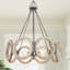 Lustre géométrique unique en bois 4 lumières